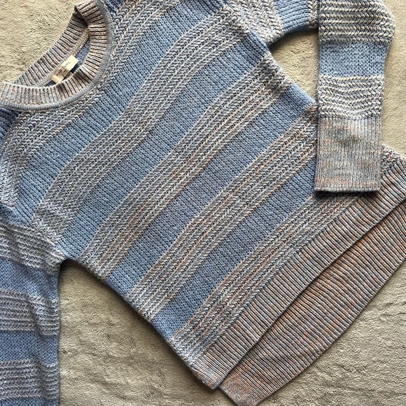 Habitual Hopper Mixed Stitch Wool Alpaca Sweater Bel Air Blue Small Sz S - Picture 1 of 11